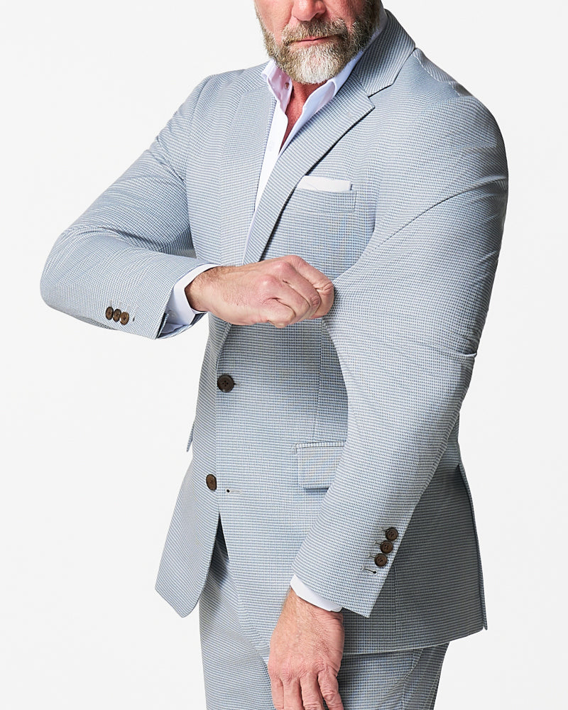 State & Liberty Athletic Fit Stretch Blazer - Grey Houndstooth Microcheck