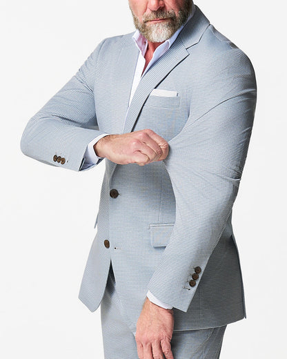 State & Liberty Athletic Fit Stretch Blazer - Grey Houndstooth Microcheck