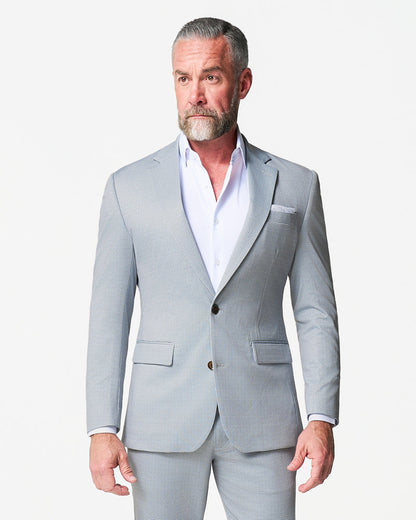 State & Liberty Athletic Fit Stretch Blazer - Grey Houndstooth Microcheck