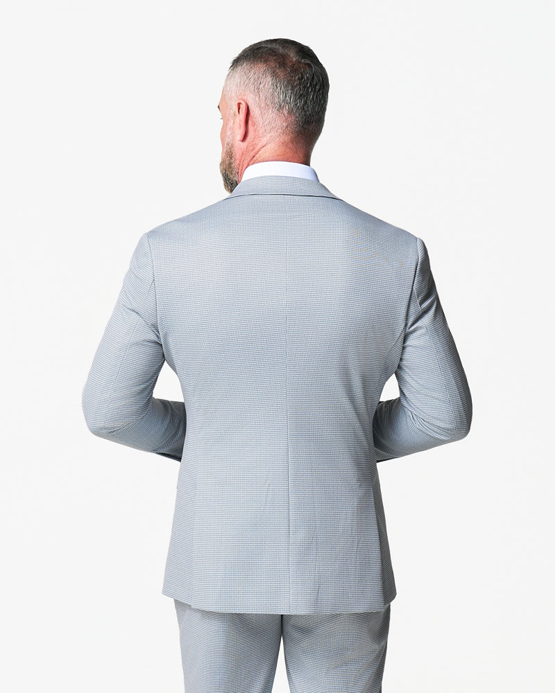 State & Liberty Athletic Fit Stretch Blazer - Grey Houndstooth Microcheck