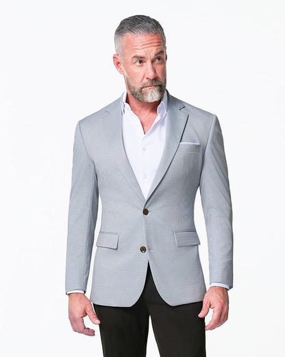 State & Liberty Athletic Fit Stretch Blazer - Grey Houndstooth Microcheck