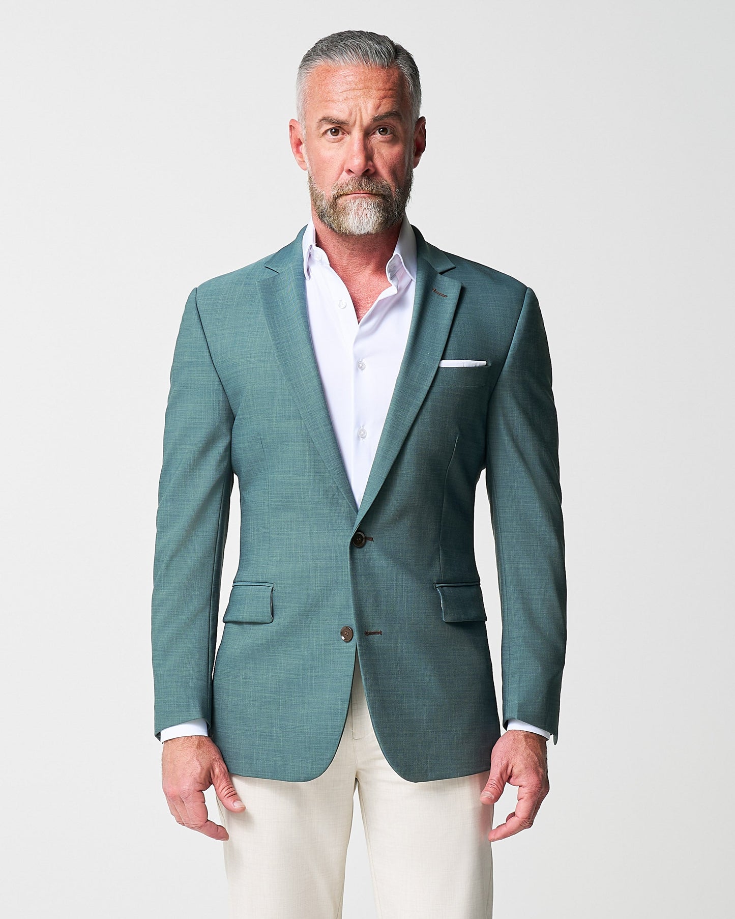 State & Liberty Athletic Fit Stretch Blazer - Heathered Sea Green