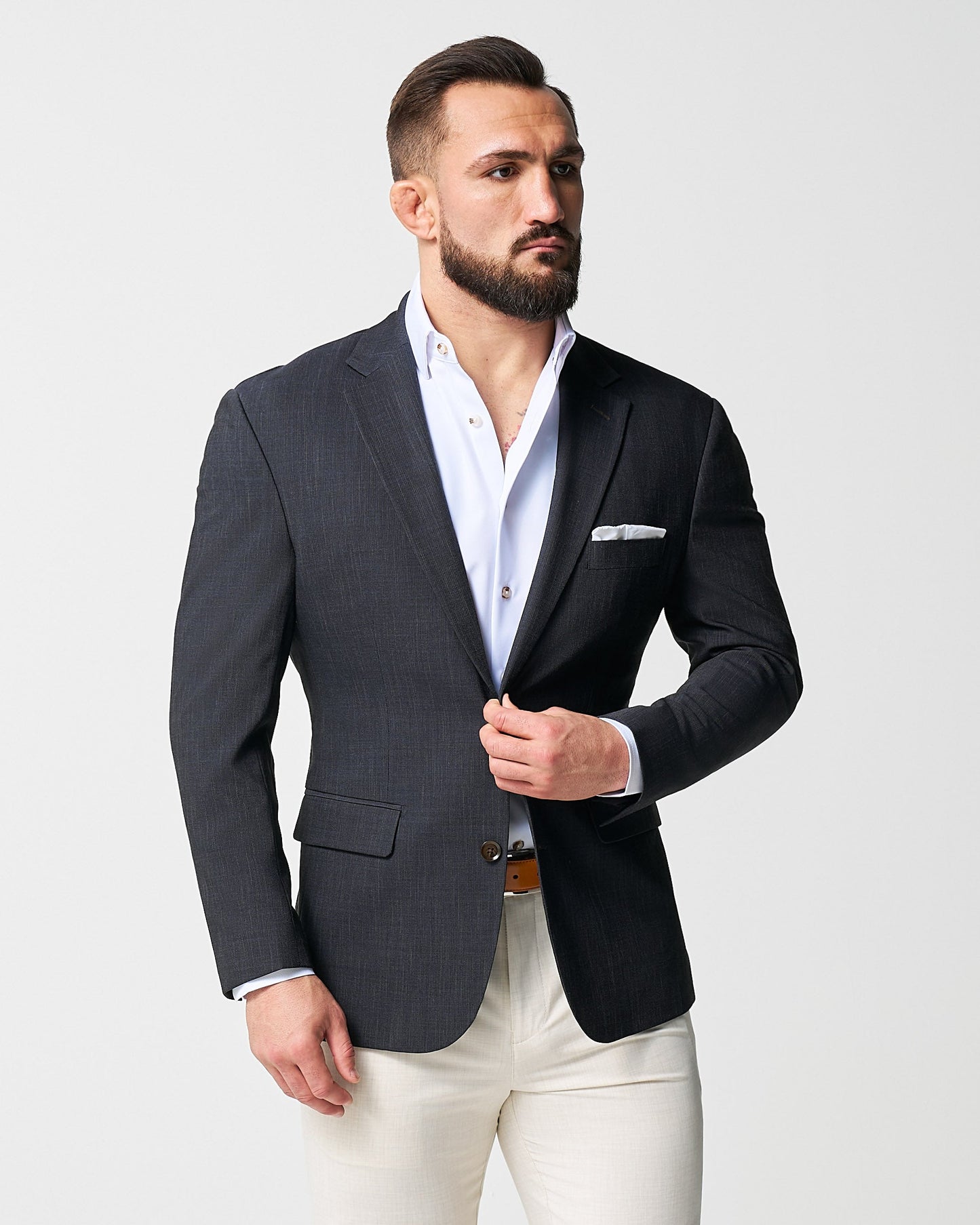 State & Liberty Athletic Fit Stretch Blazer - Heathered Midnight Navy