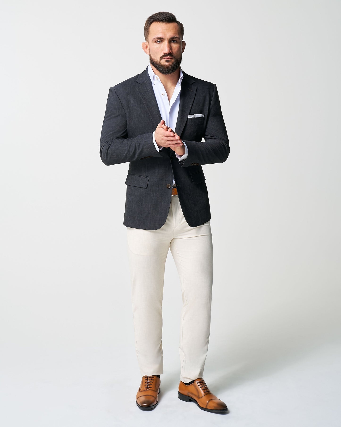 State & Liberty Athletic Fit Stretch Blazer - Heathered Midnight Navy