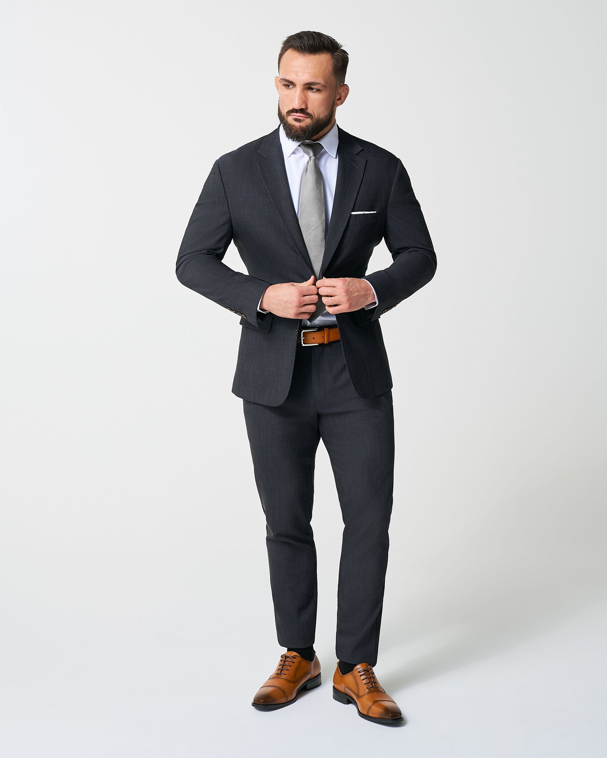 State & Liberty Athletic Fit Stretch Blazer - Heathered Midnight Navy