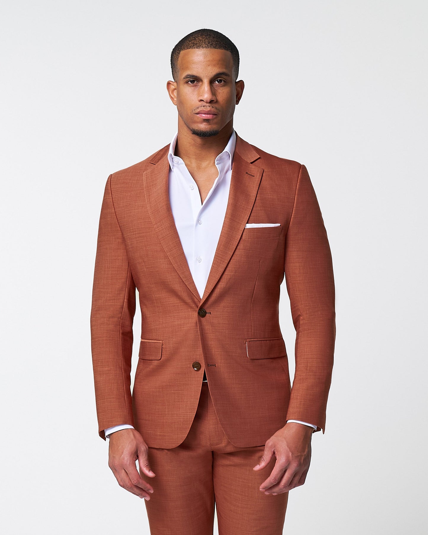 State & Liberty Athletic Fit Stretch Blazer - Heathered Burnt Orange