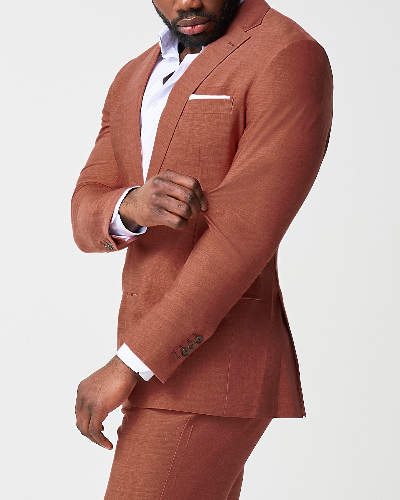 State & Liberty Athletic Fit Stretch Blazer - Heathered Burnt Orange