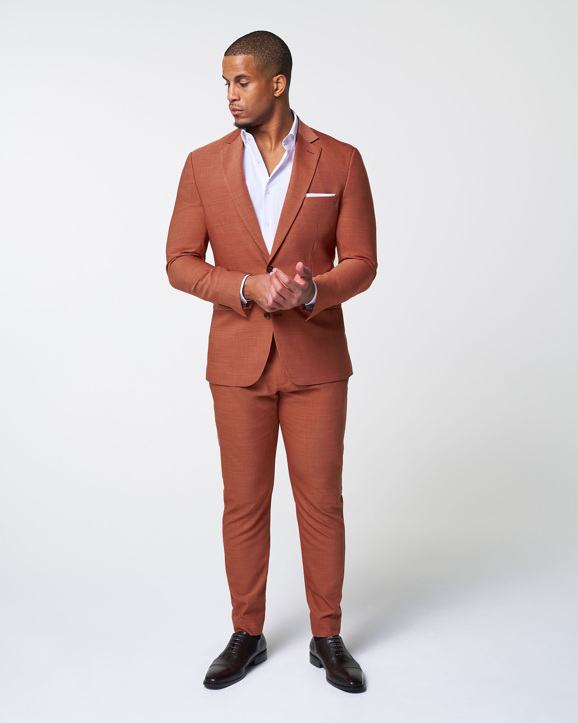 State & Liberty Athletic Fit Stretch Blazer - Heathered Burnt Orange