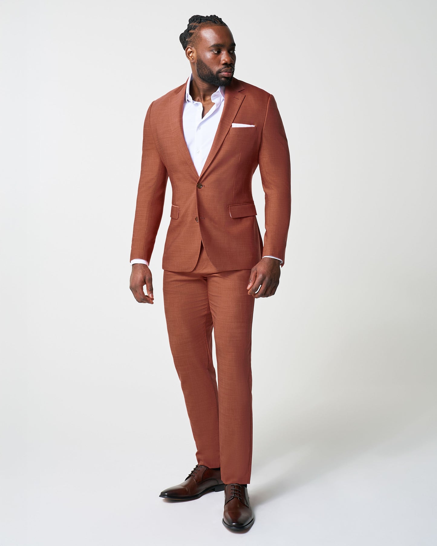 State & Liberty Athletic Fit Stretch Blazer - Heathered Burnt Orange