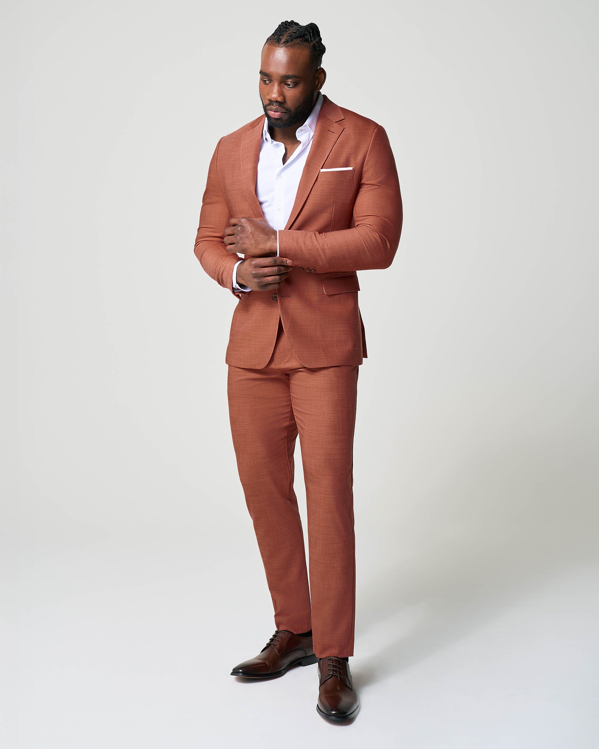 State & Liberty Athletic Fit Stretch Blazer - Heathered Burnt Orange