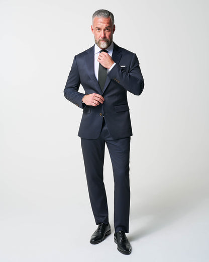 State & Liberty Athletic Fit Stretch Blazer - Knit Blue Chalk Stripe