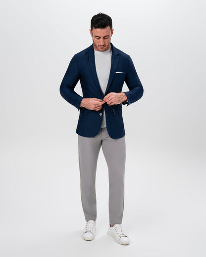 State & Liberty Athletic Fit Stretch Blazer - Navy Seersucker