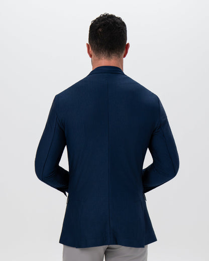 State & Liberty Athletic Fit Stretch Blazer - Navy Seersucker