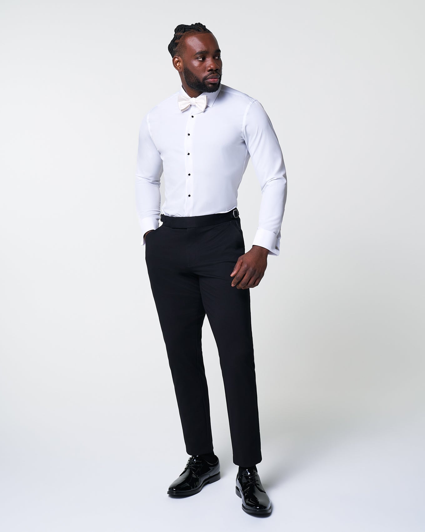State & Liberty The Solid White Tuxedo Shirt