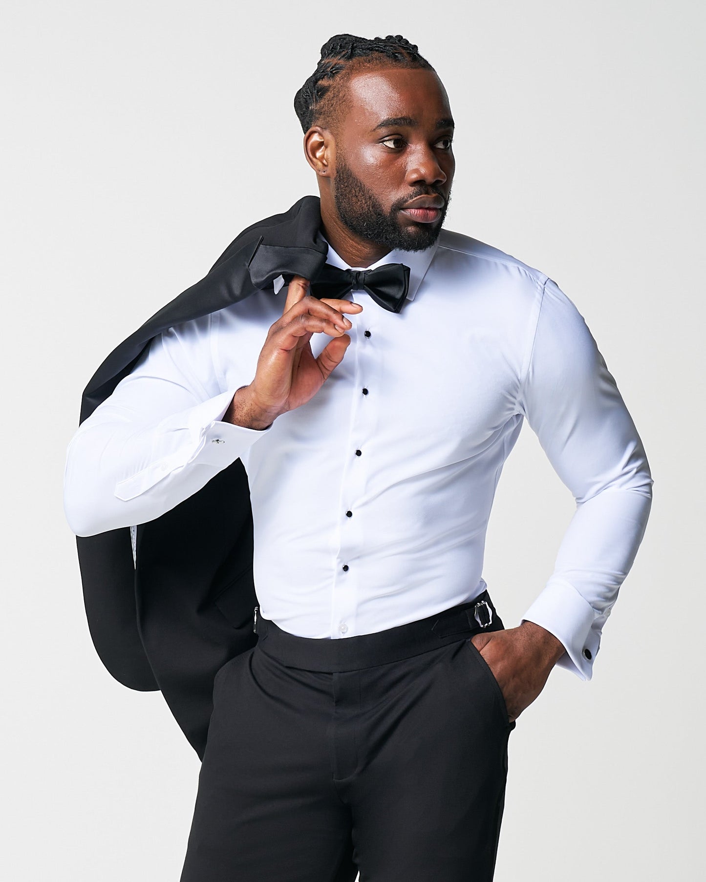 State & Liberty The Solid White Tuxedo Shirt