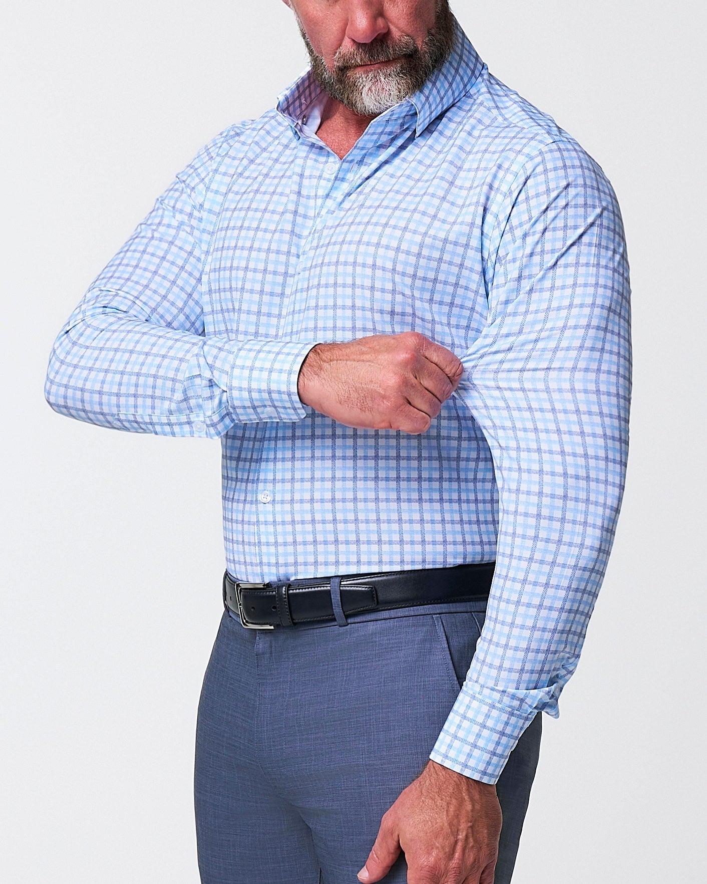 State & Liberty "The Sidney" Light Blue, White & Navy Faded Check