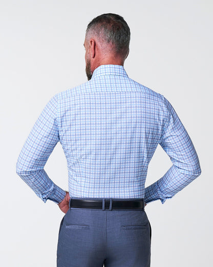 State & Liberty "The Sidney" Light Blue, White & Navy Faded Check