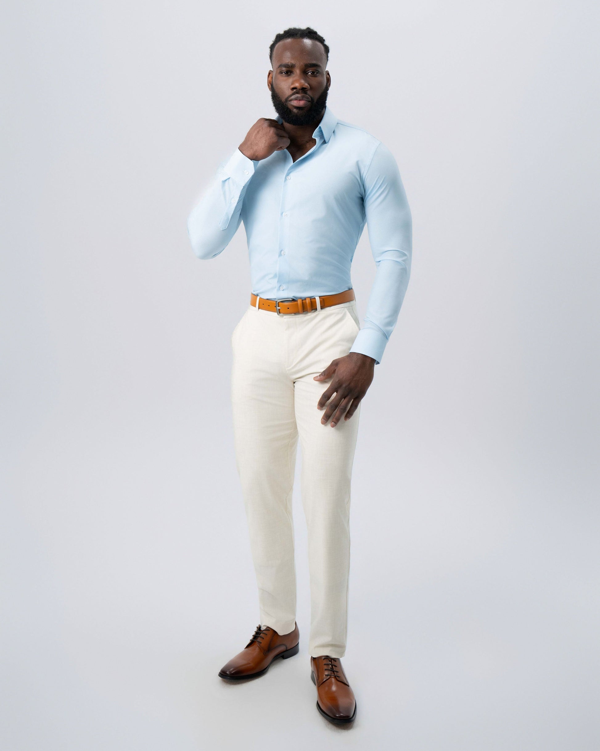 State & Liberty "The Stone" Light Blue Micro Diamond Geo Print