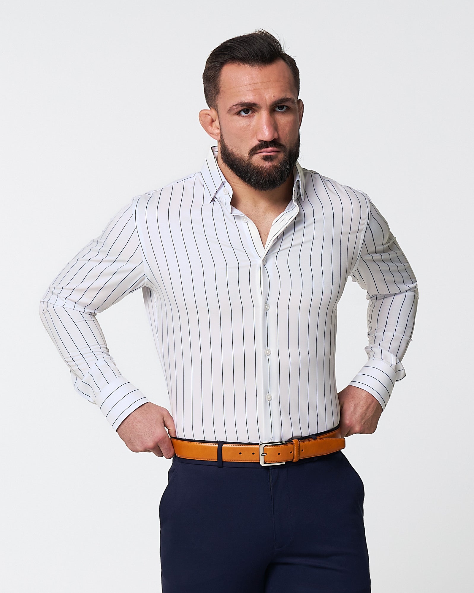 State & Liberty "The Cape" Wide Navy Stripe