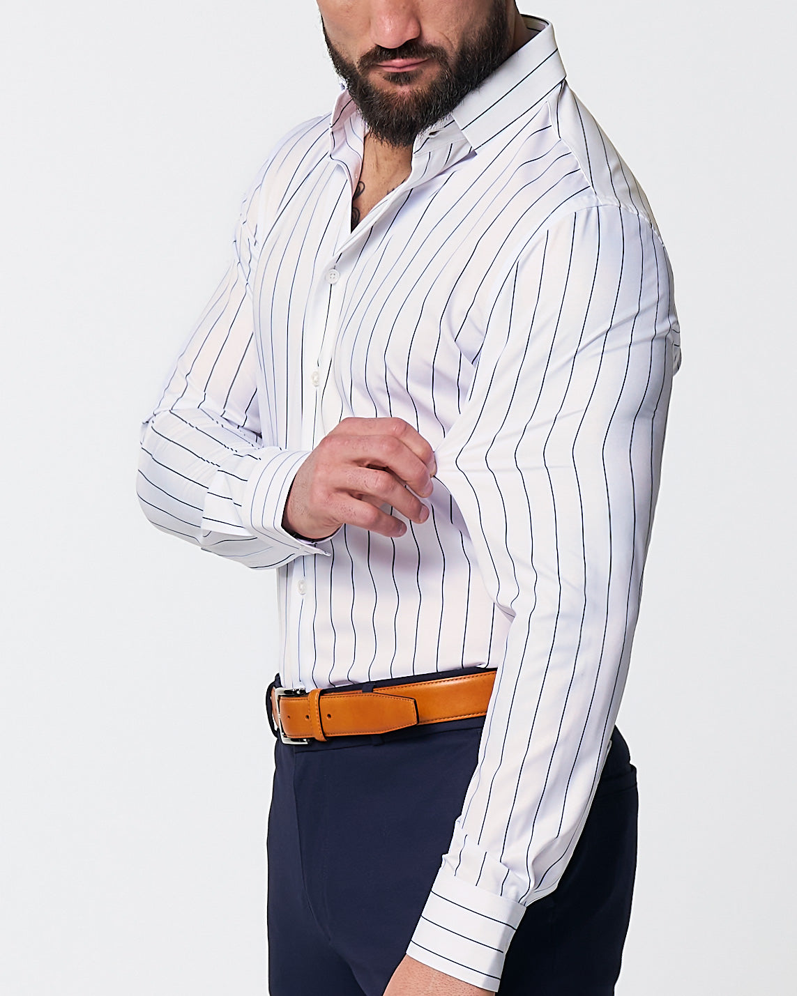 State & Liberty "The Cape" Wide Navy Stripe