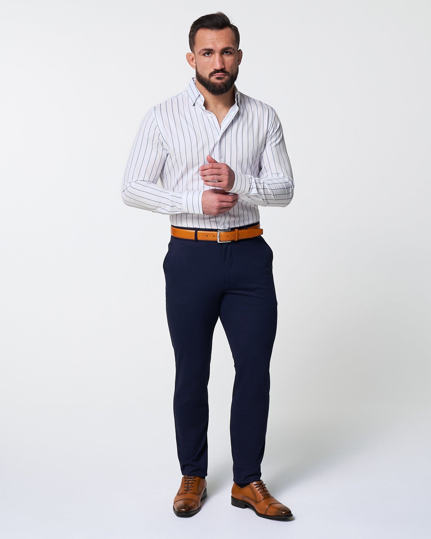 State & Liberty "The Cape" Wide Navy Stripe