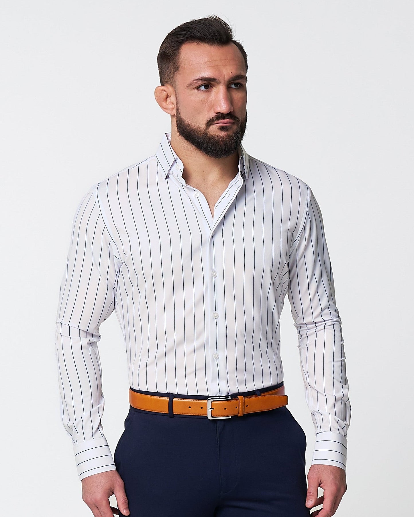 State & Liberty "The Cape" Wide Navy Stripe
