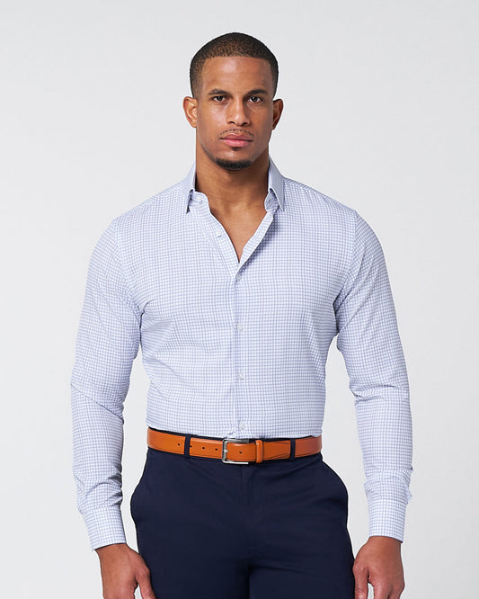 State & Liberty "The Baxter" Blue Mini Line Patterned Windowpane