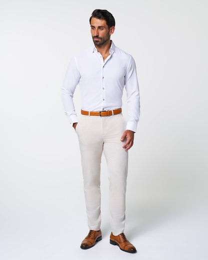 State & Liberty "The Leonardo" Solid White With Tortoise Shell Buttons