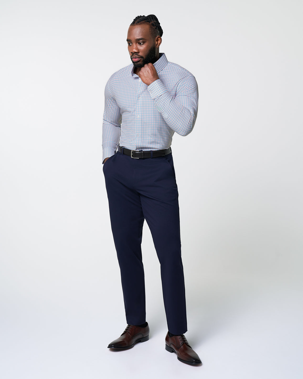 State & Liberty "The Dimitri" Blue Plaid With Orange Windowpane