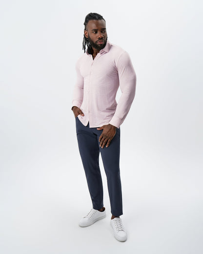 State & Liberty "The Portland" Sport Shirt - Light Pink with Light Blue Mini Check
