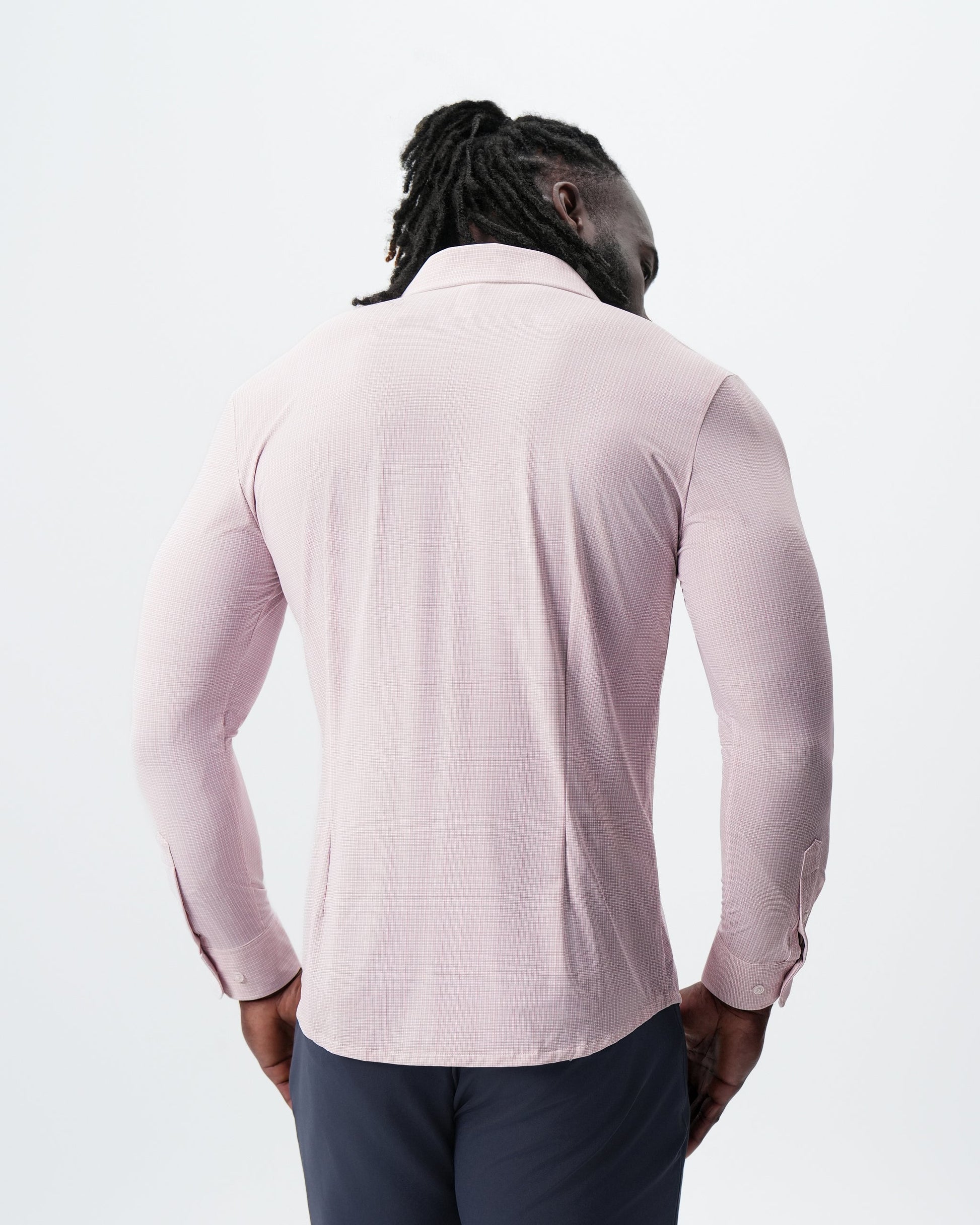 State & Liberty "The Portland" Sport Shirt - Light Pink with Light Blue Mini Check