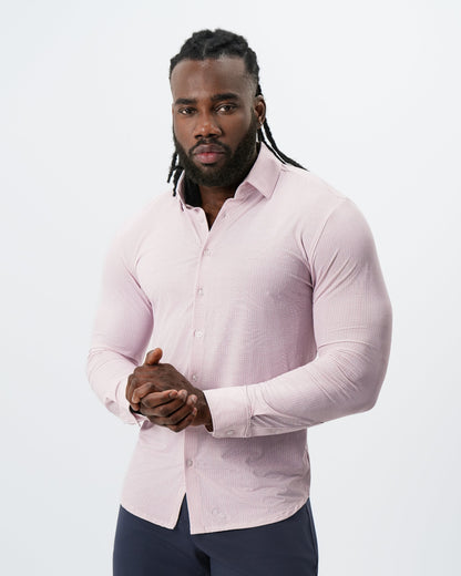 State & Liberty "The Portland" Sport Shirt - Light Pink with Light Blue Mini Check