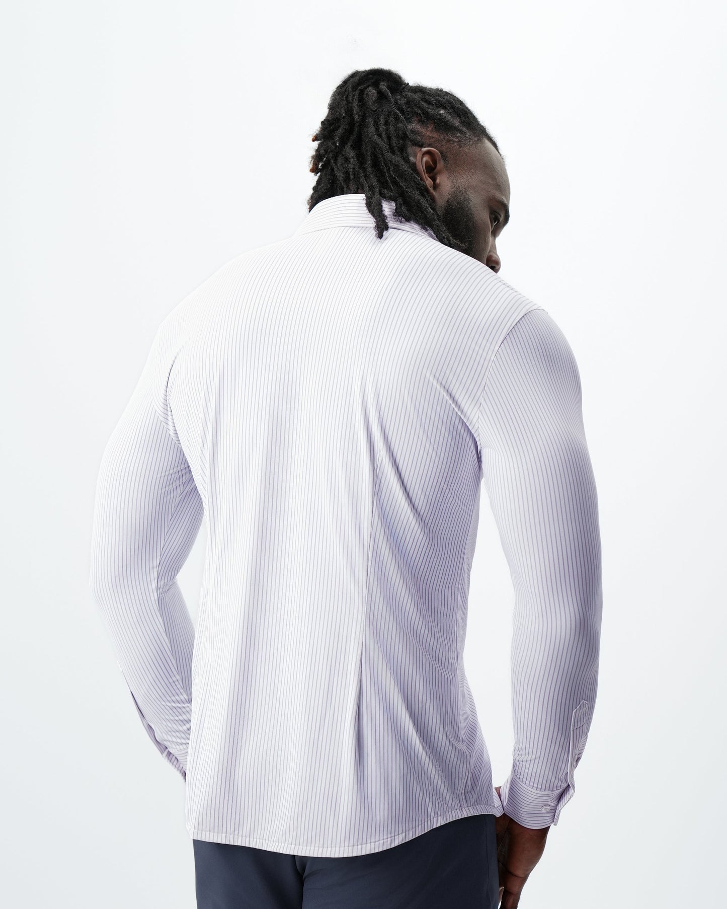 State & Liberty "The Arlington" Sport Shirt - White with Lilac Stripe