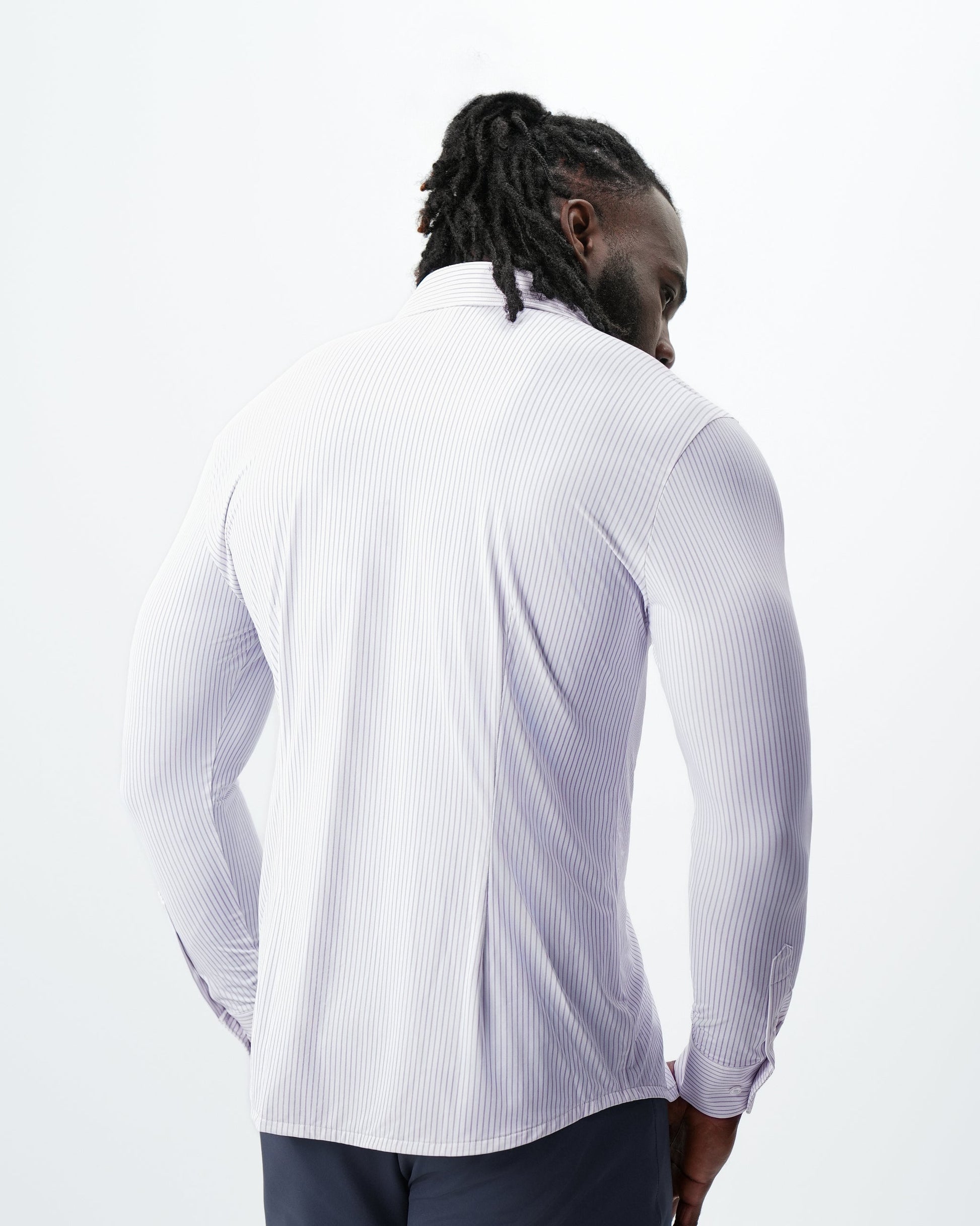State & Liberty "The Arlington" Sport Shirt - White with Lilac Stripe