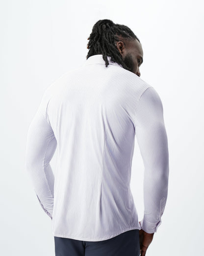 State & Liberty "The Arlington" Sport Shirt - White with Lilac Stripe