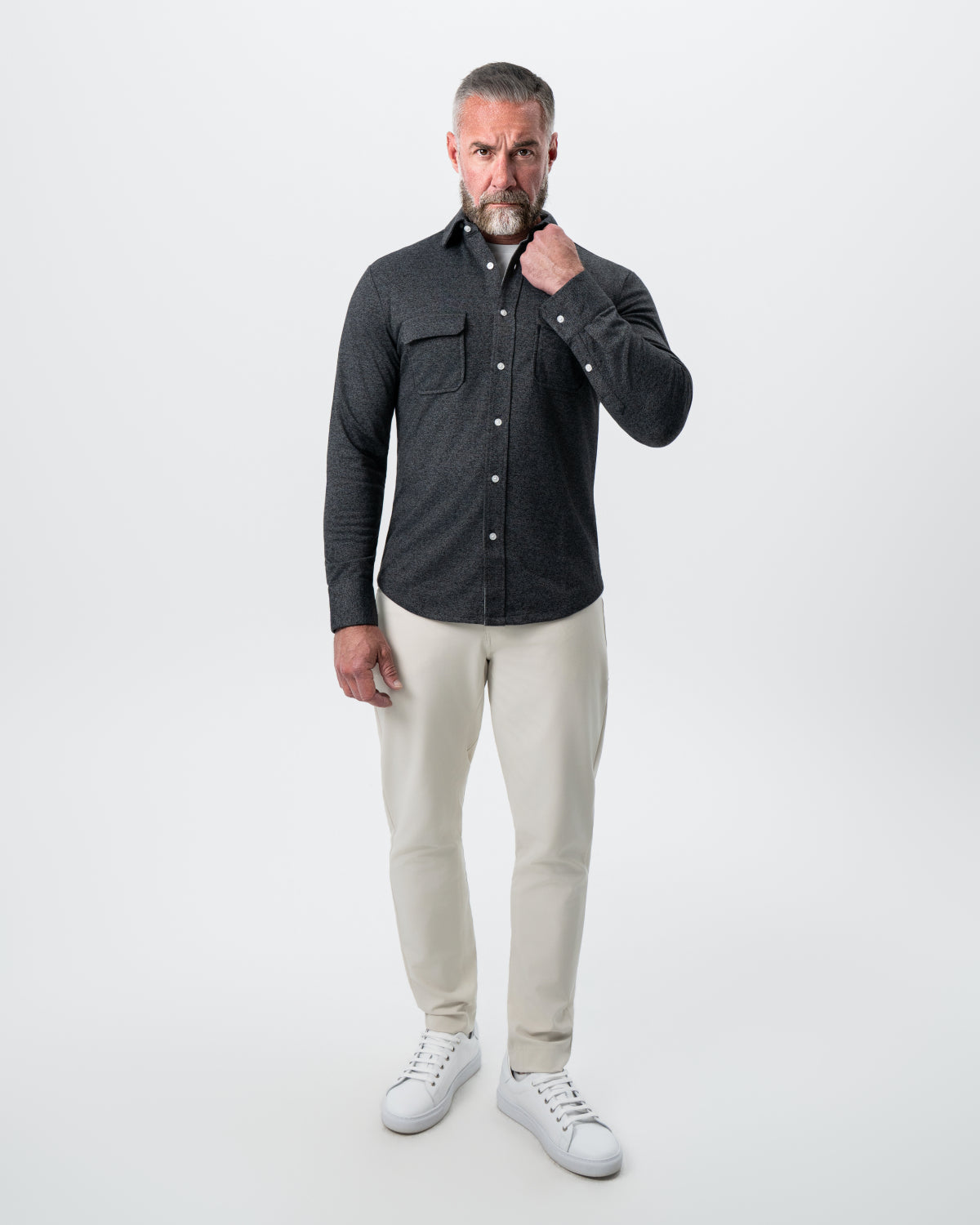 State & Liberty Patch Pocket Button Down - Charcoal