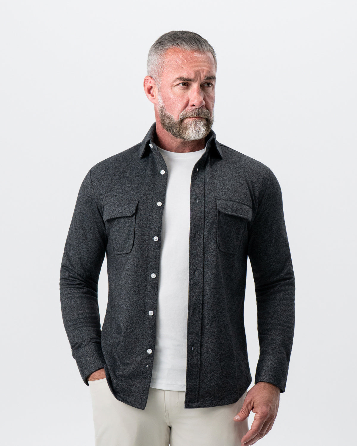 State & Liberty Patch Pocket Button Down - Charcoal