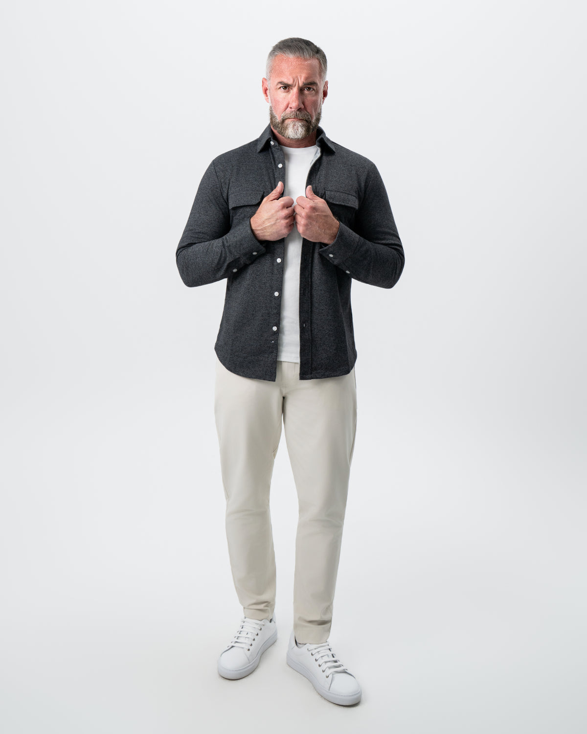 State & Liberty Patch Pocket Button Down - Charcoal