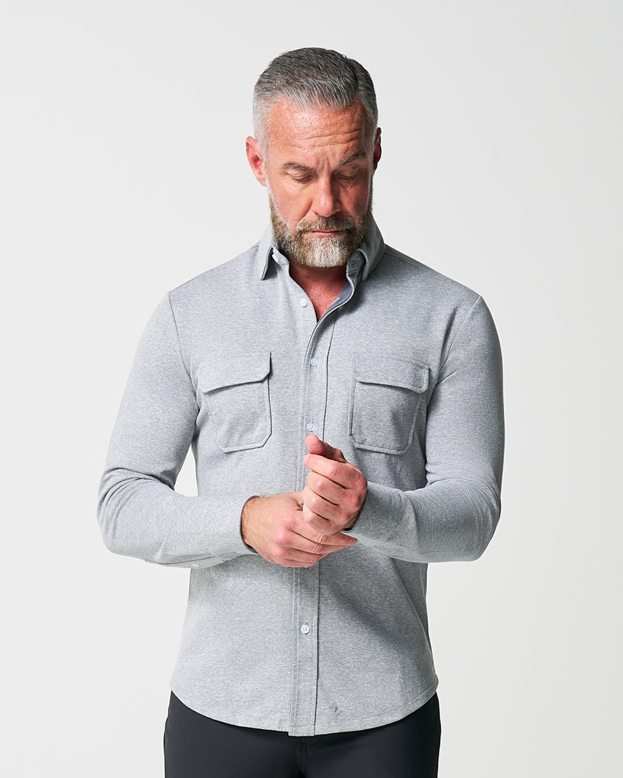 State & Liberty Patch Pocket Button Down - Light Grey