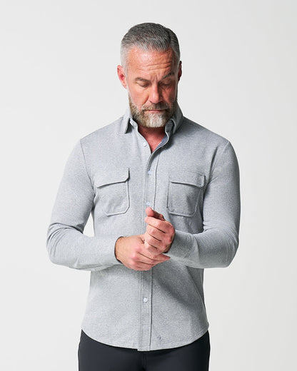 State & Liberty Patch Pocket Button Down - Light Grey