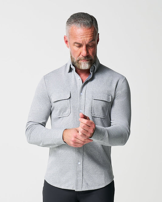 State & Liberty Patch Pocket Button Down - Light Grey