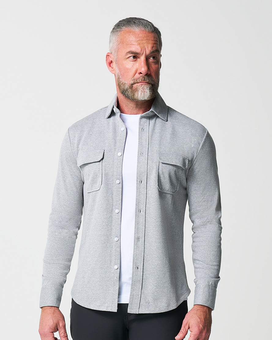 State & Liberty Patch Pocket Button Down - Light Grey