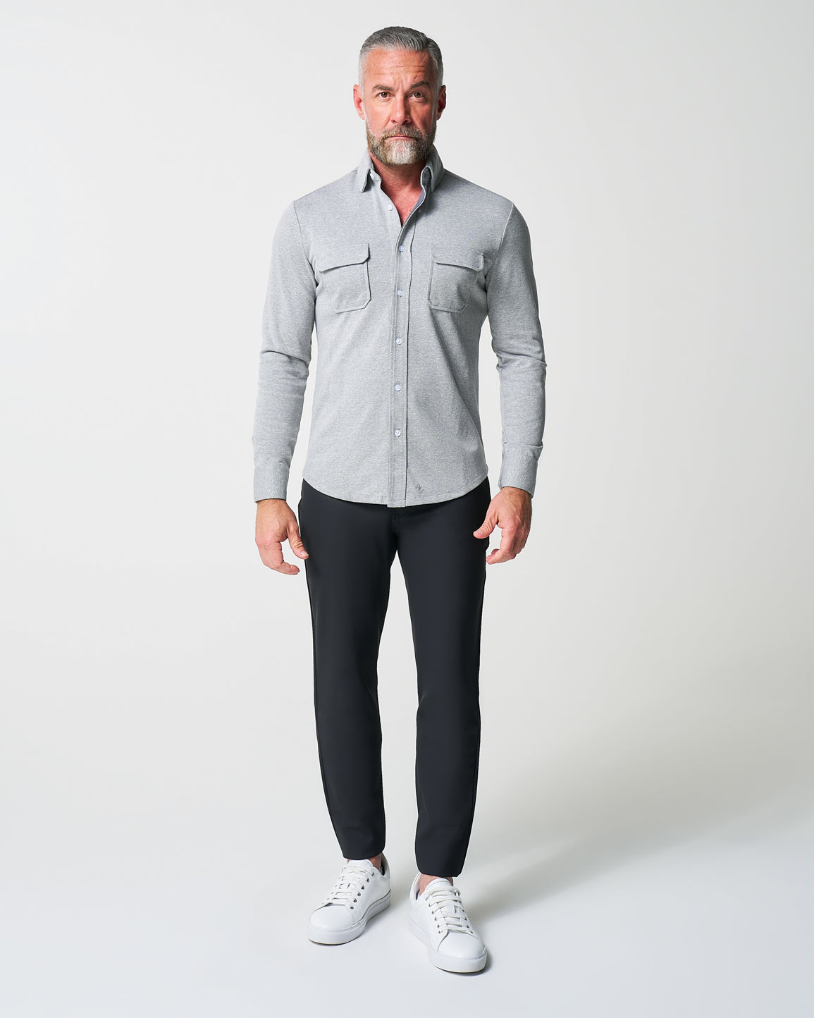 State & Liberty Patch Pocket Button Down - Light Grey