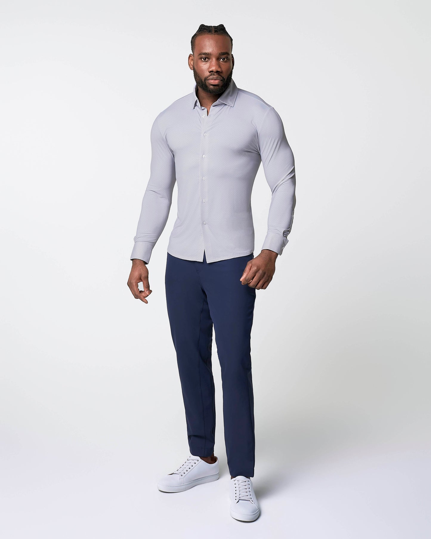 State & Liberty "The Larson" Sport Shirt - Grey & Big Dot