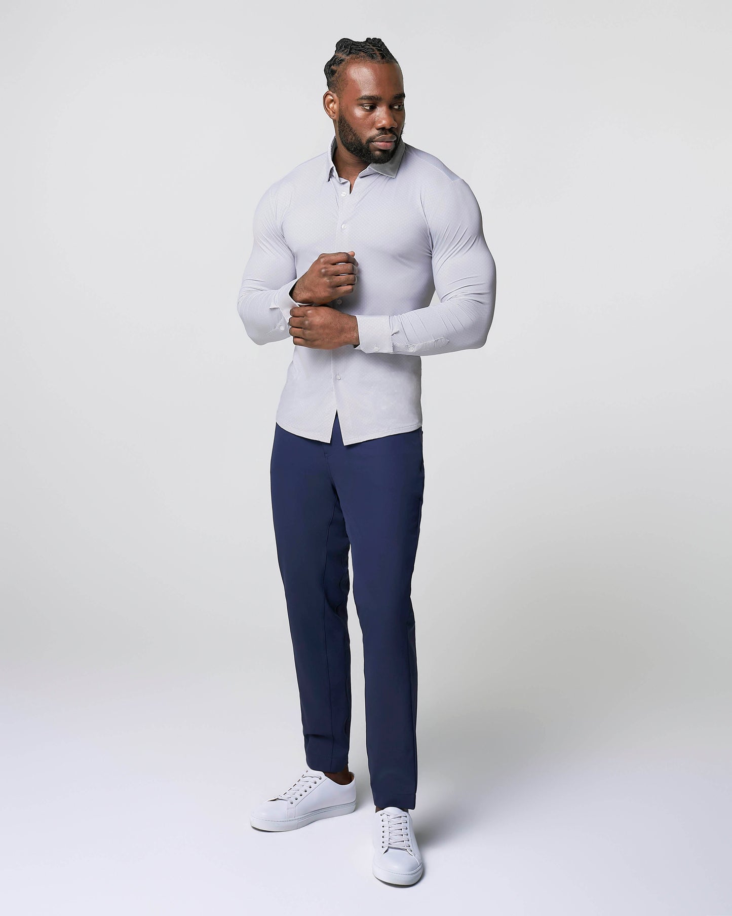 State & Liberty "The Larson" Sport Shirt - Grey & Big Dot