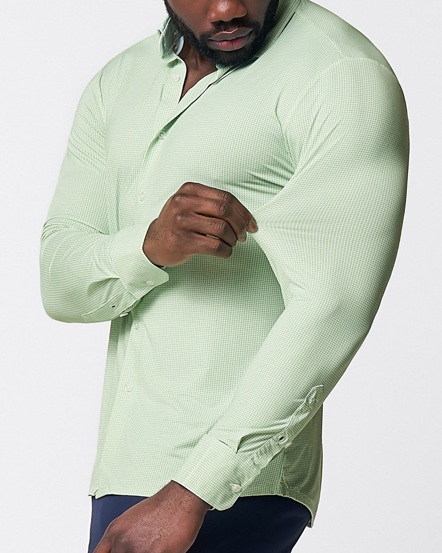 State & Liberty "The Labonte" Sport Shirt - Green & Turquoise Mini Check