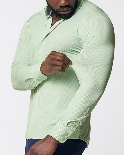 State & Liberty "The Labonte" Sport Shirt - Green & Turquoise Mini Check