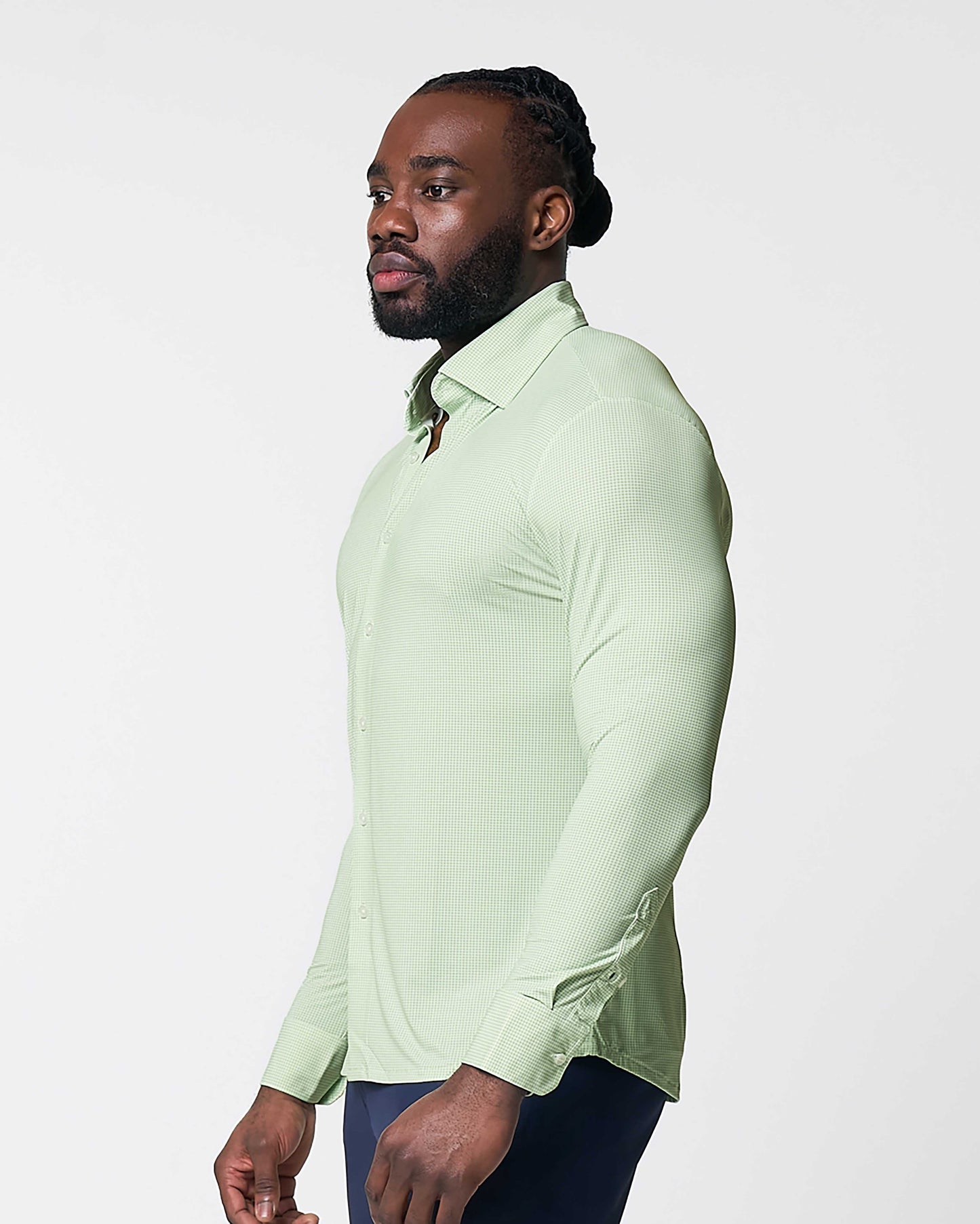 State & Liberty "The Labonte" Sport Shirt - Green & Turquoise Mini Check