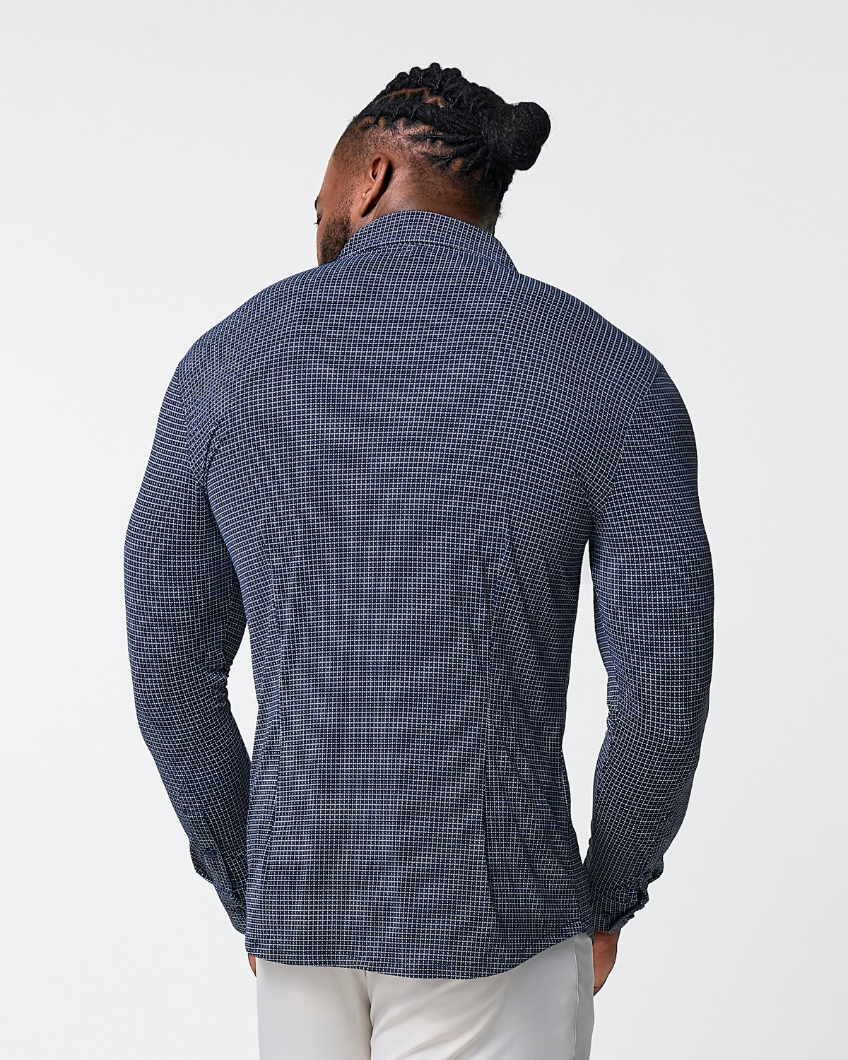 State & Liberty "The Eisenhower" Sport Shirt - Navy With White Grid