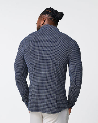 State & Liberty "The Eisenhower" Sport Shirt - Navy With White Grid